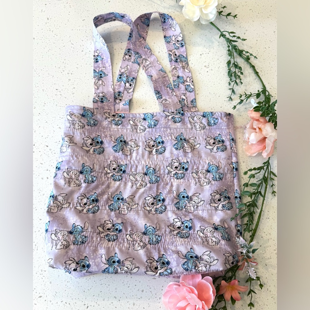 New Stitch Disney lilo Quilted Tote Bag Handmade Bag Lined Padded Fabric Fabric